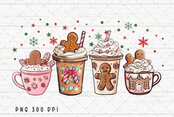 Download Pink Gingerbread Coffee Christmas PNG - Pink Collection