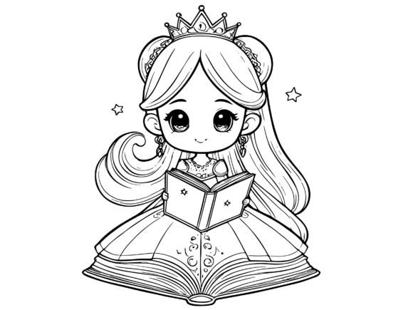 Download Little Princess Reading a Book, Kawaii - Little princess Collection
