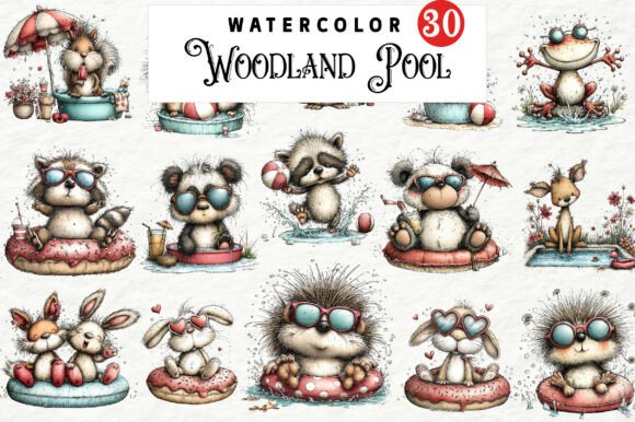 Download Whimsical Animals Woodland Pool Day Png - Premium Resources