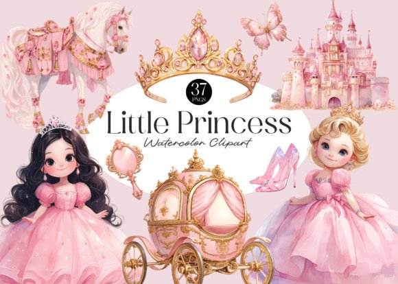 Download Pink Little Princess Watercolor Clipart - Little princess Collection