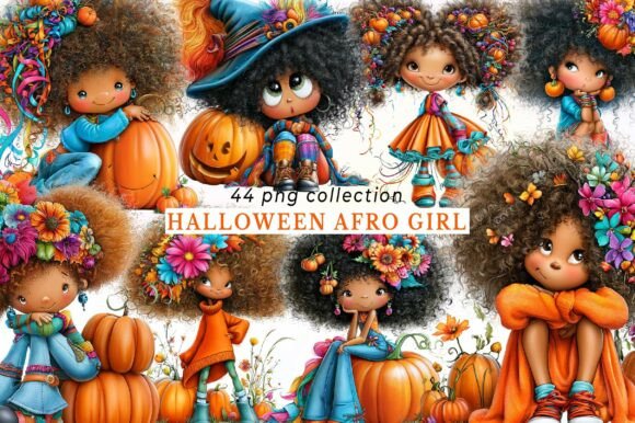 Download Halloween Afro Girl Clipart Set - Afro Collection