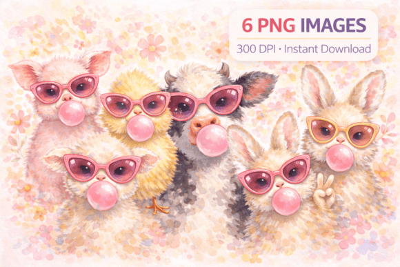 Download Spring Sunglasses Farm Animal Bundle PNG - Premium Resources